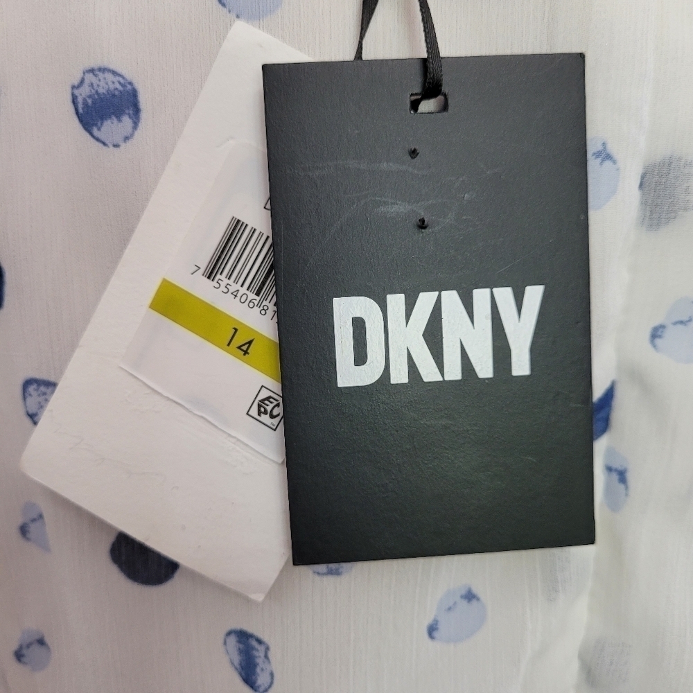 DKNY Women's White Polka Dot Fit and Flare Dress Size 14 - Picture 7 of 12